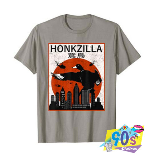 Honk Goose Honkzilla Japanese Sunset T shirt.jpg