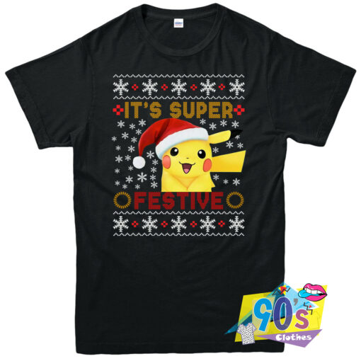 Its Super Festive Pokemon Pikachu Christmas T shirt.jpg