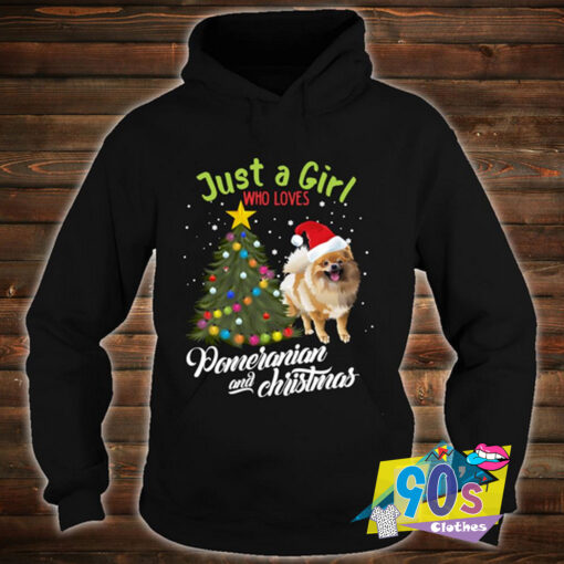 Just A Girl Pomeranian Christmas Dog Hoodie.jpg