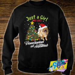 Just A Girl Pomeranian Christmas Dog Sweatshirt.jpg