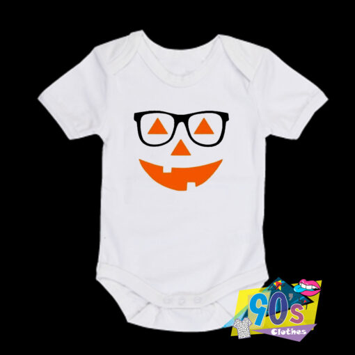 Pumpkin Face with Glasses baby Onesie.jpg