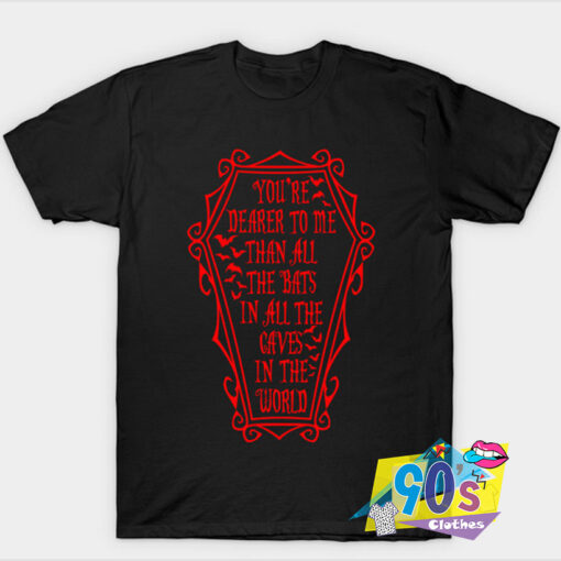 Quoth Morticia in Red Addams FamilyT Shirt.jpg