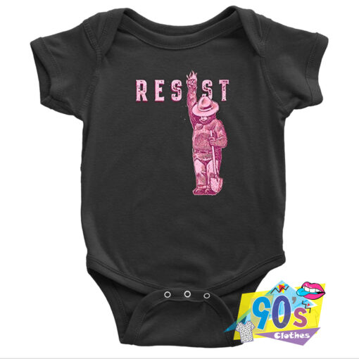 RESIST Pink Smokey Cute Bear Action Baby Onesie.jpg