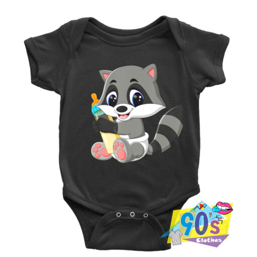 Raccoon With Bottle Baby Onesie.jpg