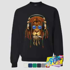 Rasta Lion With Sun Glasses Sweatshirt.jpg