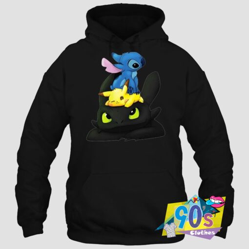 Stitch Pikachu And Toothless Graphic Hoodie.jpg