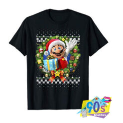 Super Mario 3D Christmas Wreath T shirt.jpg