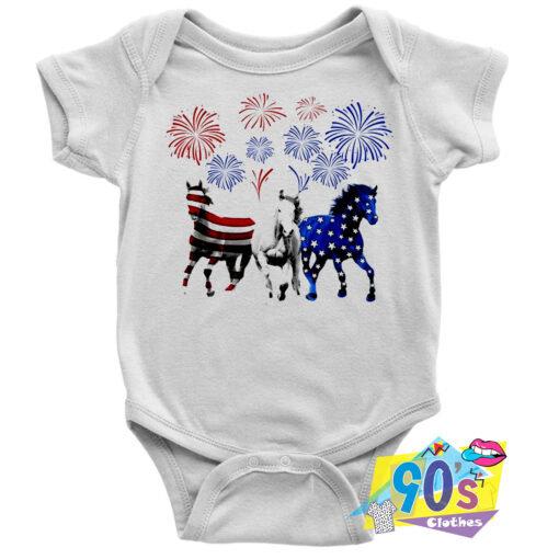 Three Horses With Us Flag Baby Onesie.jpg