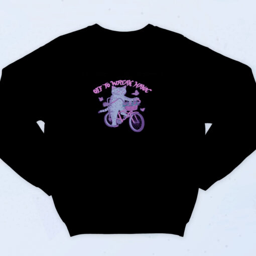 90s Inspired Love Cat Off To Wreak Havoc Sweatshirt