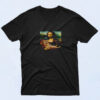 90s Style Mona Lisa With Orange Cat Cotton T shirt