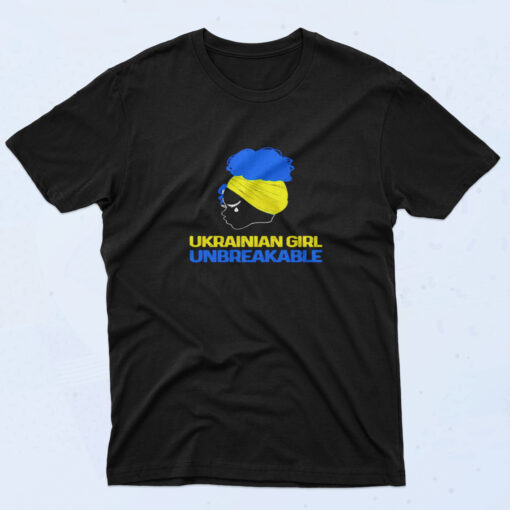 90s Style Ukrainian Girl Unbreakable Ukraine Women Flag Cotton T shirt