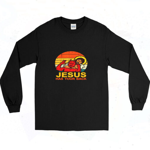 Jesus Has Your Back Funny Jiu Jitsu 90s Long Sleeve Shirt