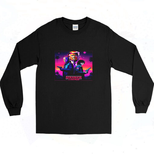 Stranger Things Parody Shirt With Donald Trump And Joe Biden 90s Long Sleeve Shirt