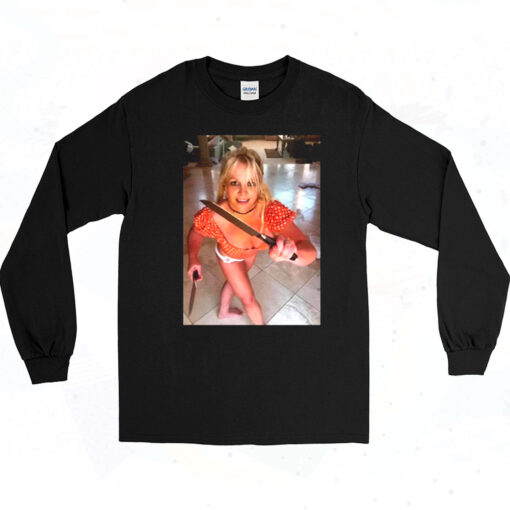 90s Britney Spears Dances While Holding Knives Long Sleeve Shirt