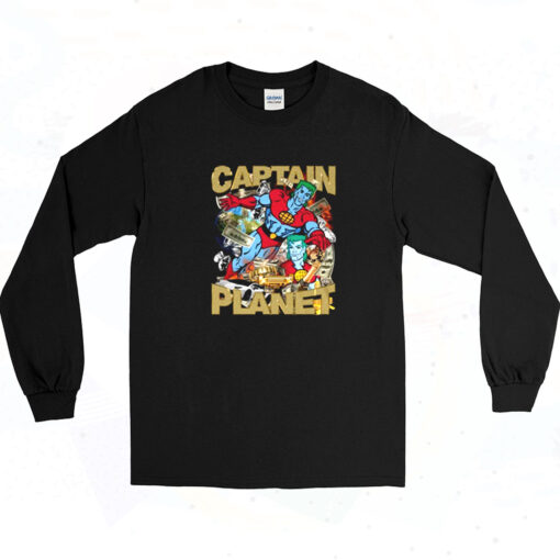 90s Captain Planet Cartoon 90's Superstar Hip Hop Long Sleeve Shirt