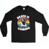 90s Funny Grim Reaper Riding Unicorn Long Sleeve Shirt