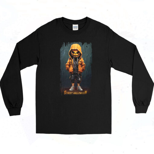 90s Halloween, Pumpkin, Horror, Street Art, Jack'o'lantern Long Sleeve Shirt