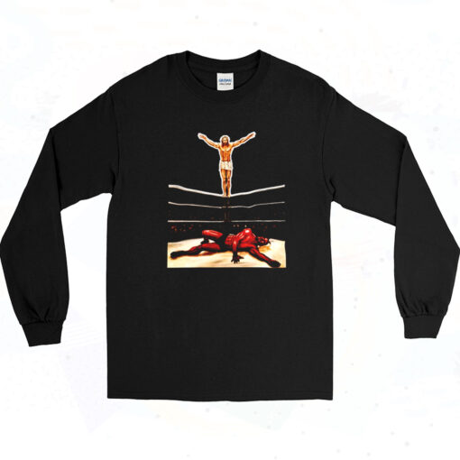 90s Jesus X Satan Top Rope Title Fight Long Sleeve Shirt