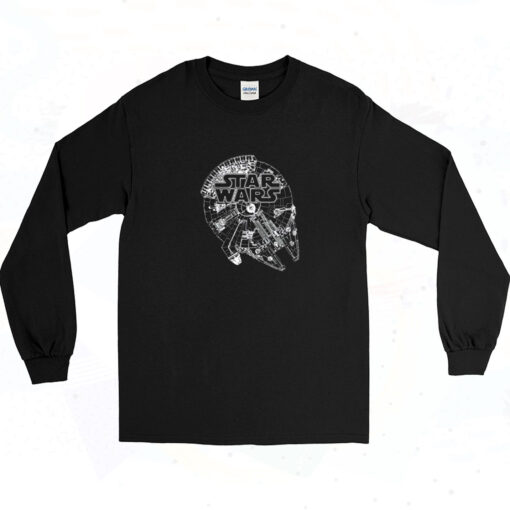 90s Logo On Millenium Falcon Graphic Long Sleeve Shirt