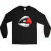 90s Red Lips Strawberry Long Sleeve Shirt