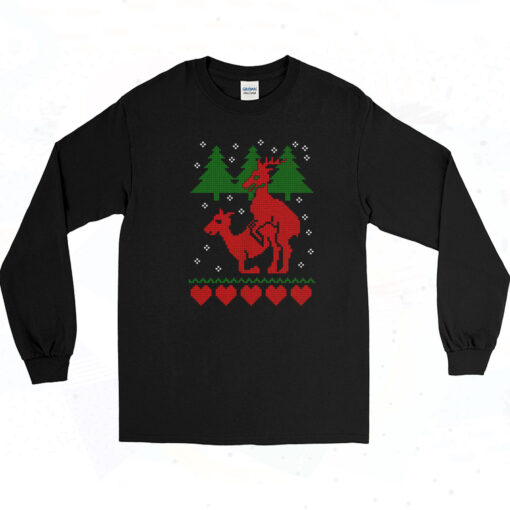 90s Romantic Deers Christmas Poster Long Sleeve Shirt