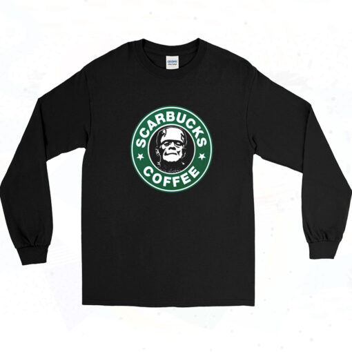 90s Scarbucks Coffee Frankenstein Halloween Parody Long Sleeve Shirt