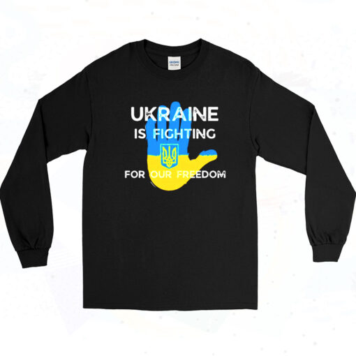 90s Ukrainian Flag Supporting Design Ukraine Fight For Freedom Long Sleeve Shirt