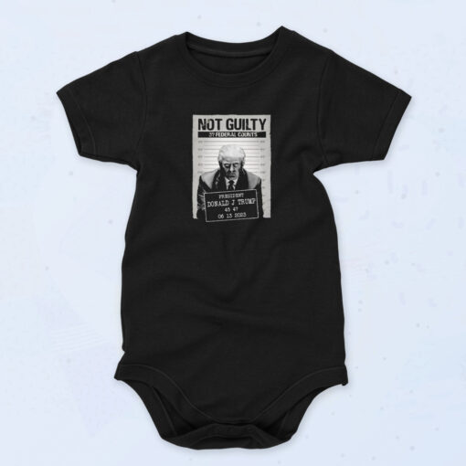 Donald Trump Mug Shot Not Guilty Organic Baby Onesies