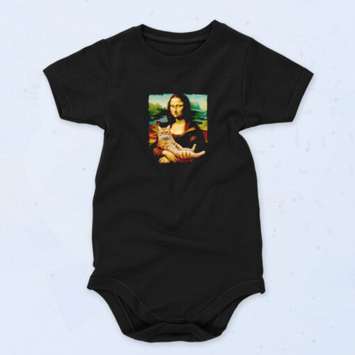 Mona Lisa With Orange Cat Organic Baby Onesies