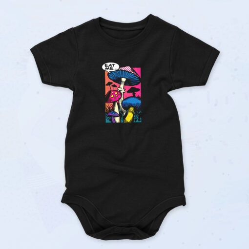 Mushrooms Comic Book Eat Me Rave Dance Organic Baby Onesies