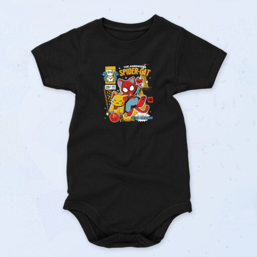 Retro Spider Cat Organic Baby Onesies