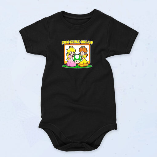 Two Girls One Up Gamer Humor Organic Baby Onesies